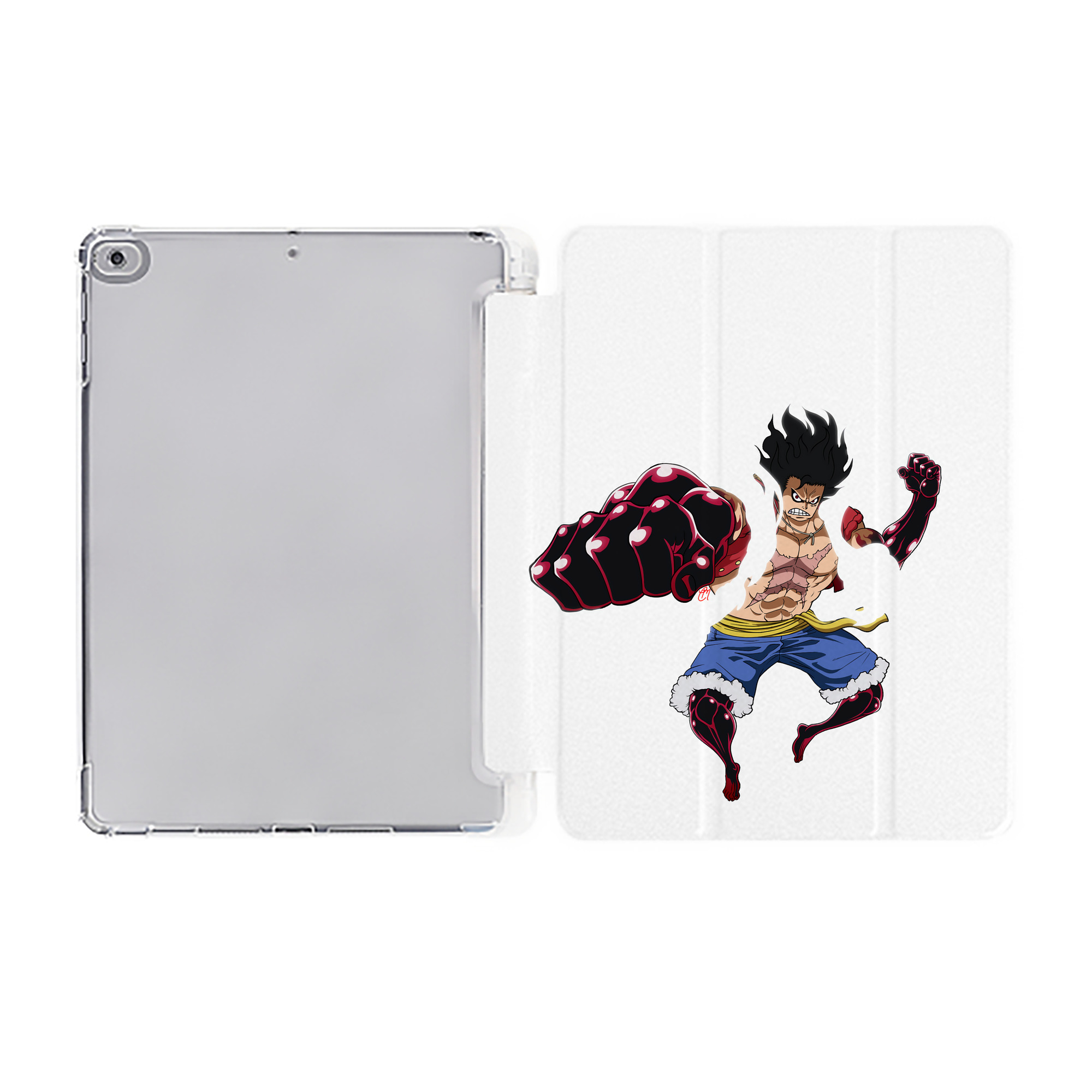 （画像用） ワンピース モンキー・D・ルフィ ONE PIECE Monkey D. Luffy IPad ケース ペン収納付き 三つ折りスタンド PUレザー×シリコン 対応機種9.5/10.5/10.9インチ